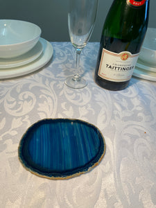 Blue polished Agate Slice drink coaster