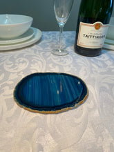 Load image into Gallery viewer, Blue polished Agate Slice drink coaster
