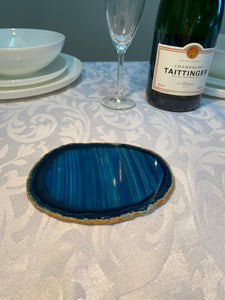Blue polished Agate Slice drink coaster