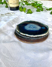 Load image into Gallery viewer, Blue polished Agate Slice drink coasters - set of 4