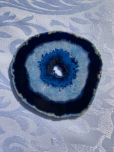 Load image into Gallery viewer, Blue polished Agate Slice drink coasters - set of 4 BCMD020