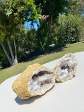 Load image into Gallery viewer, Clear Quartz crystal geode - home décor and table display 29