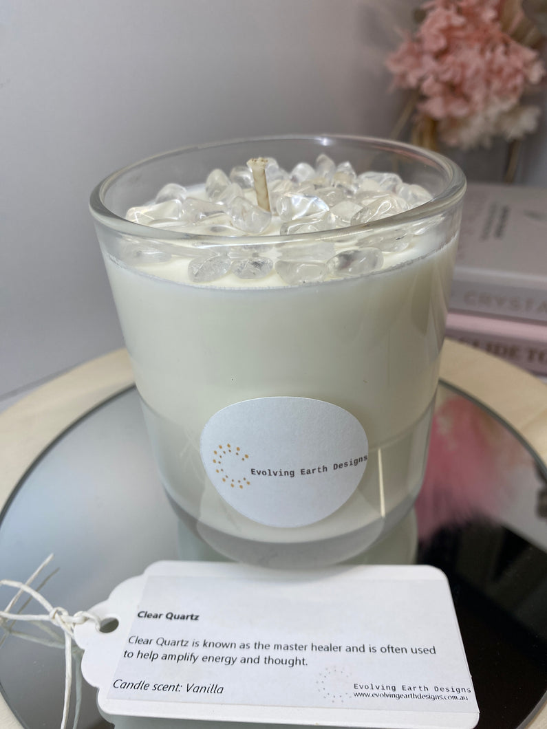 Large Clear Quartz natural soy Candle - Large candle size (285g)