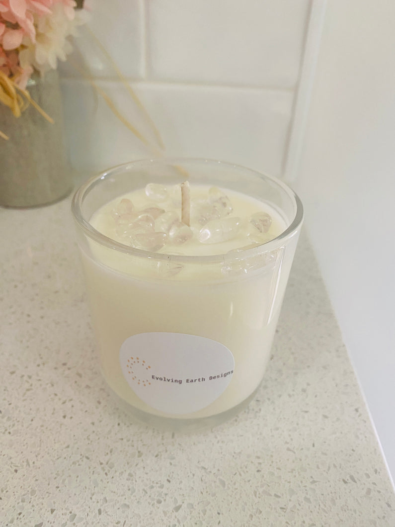 Clear Quartz natural soy Candle - Medium size (180g)
