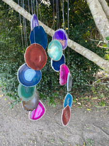 Coloured Agate windchime - natural stone home decor or patio display