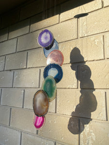 Coloured Agate windchime - natural stone home decor or patio display