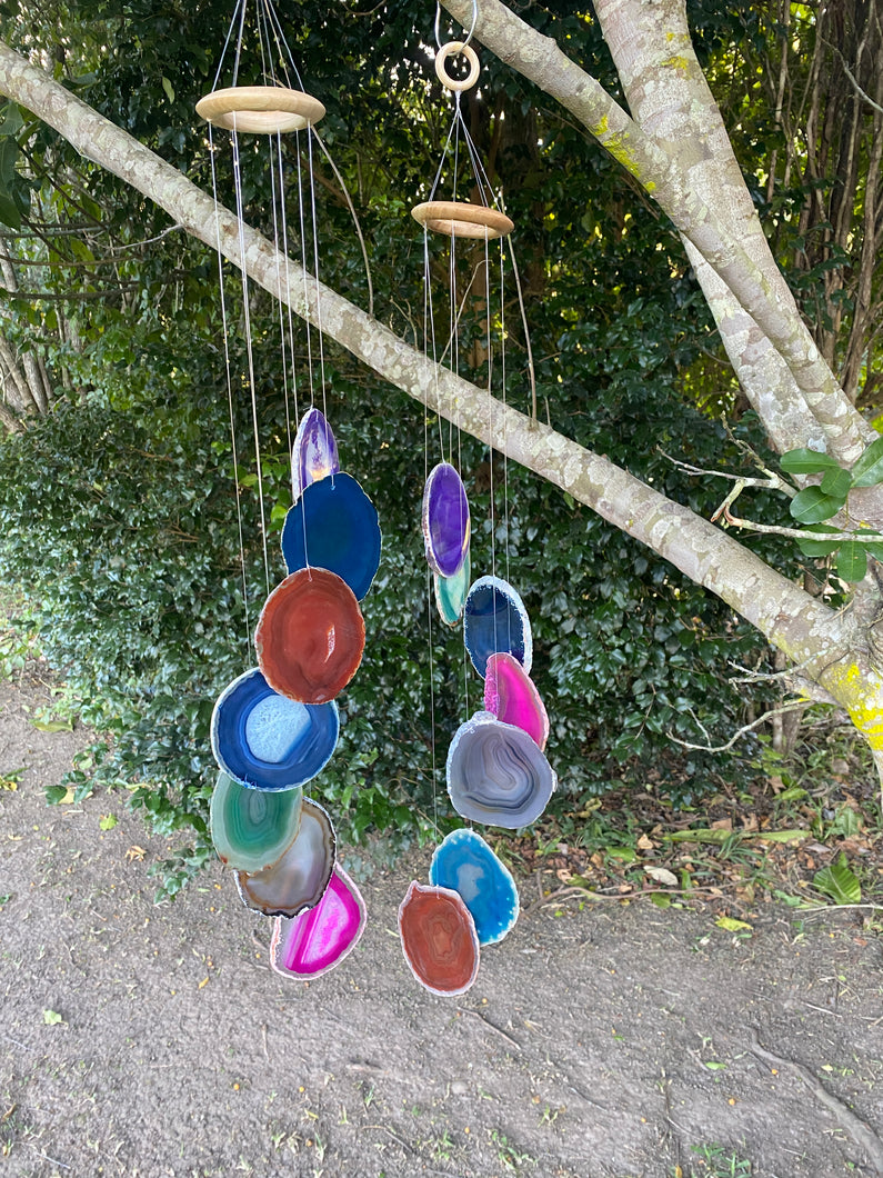 Coloured Agate windchime - natural stone home decor or patio display