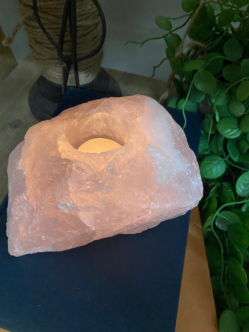 Extra Large Rose Quartz tea light Candle Holder