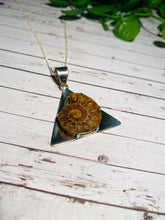 Load image into Gallery viewer, Fossil Ammonite pendant set in sterling silver