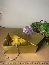 Load image into Gallery viewer, Gold trinket, jewellery or gift box with Amethyst handle