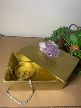 Load image into Gallery viewer, Gold trinket, jewellery or gift box with Amethyst handle