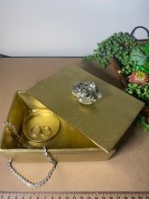 Load image into Gallery viewer, Gold trinket, jewellery or gift box with natural Pyrite handle - home décor or bathroom display