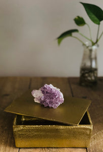 Gold trinket box with Amethyst handle