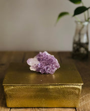 Load image into Gallery viewer, Gold trinket box with Amethyst handle