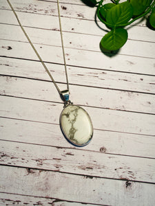 Howlite pendant set in sterling silver - necklace