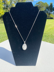 Howlite pendant set in sterling silver - necklace