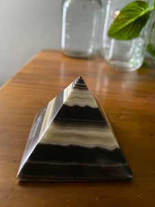 Zebra Onyx Crystal Pyramid, paper weight or unique display piece - Small