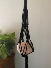 Load image into Gallery viewer, Black Macrame wall hanging with Rose Quartz