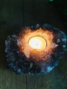 Amethyst crystal candle holder