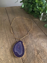 Load image into Gallery viewer, Purple Agate pendant with Gold Electroplating