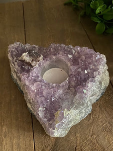 Amethyst crystal candle holder