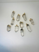 Load image into Gallery viewer, Natural Quartz crystal point pendant with Gold Electroplating - necklace