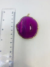 Load image into Gallery viewer, Pink Agate pendant with Gold Electroplating around the edges - necklace
