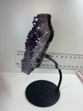 Load image into Gallery viewer, Large Amethyst love heart on black stand