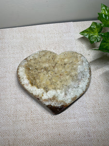 Large Calcite crystal love heart on clear stand - home decor or bedroom display