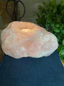 Large Rose Quartz tea light Candle Holder 36