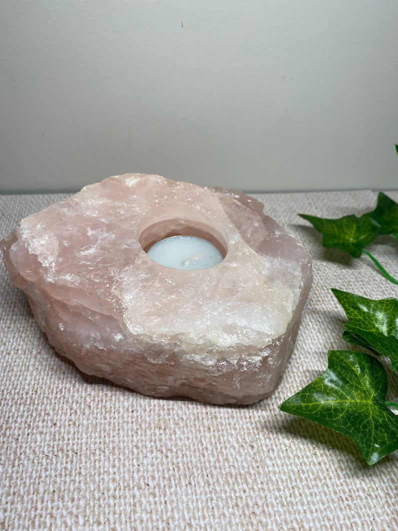 Large Rose Quartz tea light Candle Holder