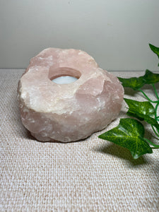 Large Rose Quartz tea light Candle Holder