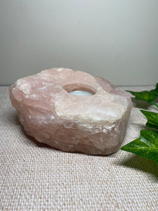 Large Rose Quartz tea light Candle Holder