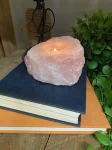 Large Rose Quartz tea light Candle Holder