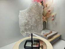 Load image into Gallery viewer, Large clear quartz on black stand