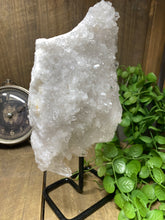 Load image into Gallery viewer, Large clear quartz on black stand
