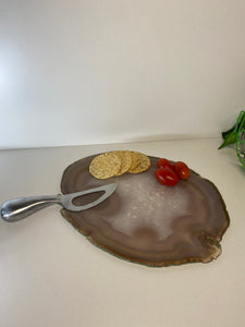 Large polished Natural Agate slice - cheese board or serving platter 02