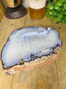 Large thick polished Natural Agate slice - cheese board, serving platter or display piece