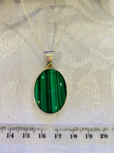 Malachite pendant set in sterling silver - necklace