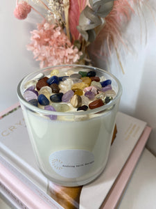 Large mixed Tumbled stone natural soy Candle - Large candle size (285g)