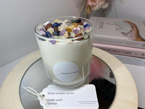 Large mixed Tumbled stone natural soy Candle - Large candle size (285g)