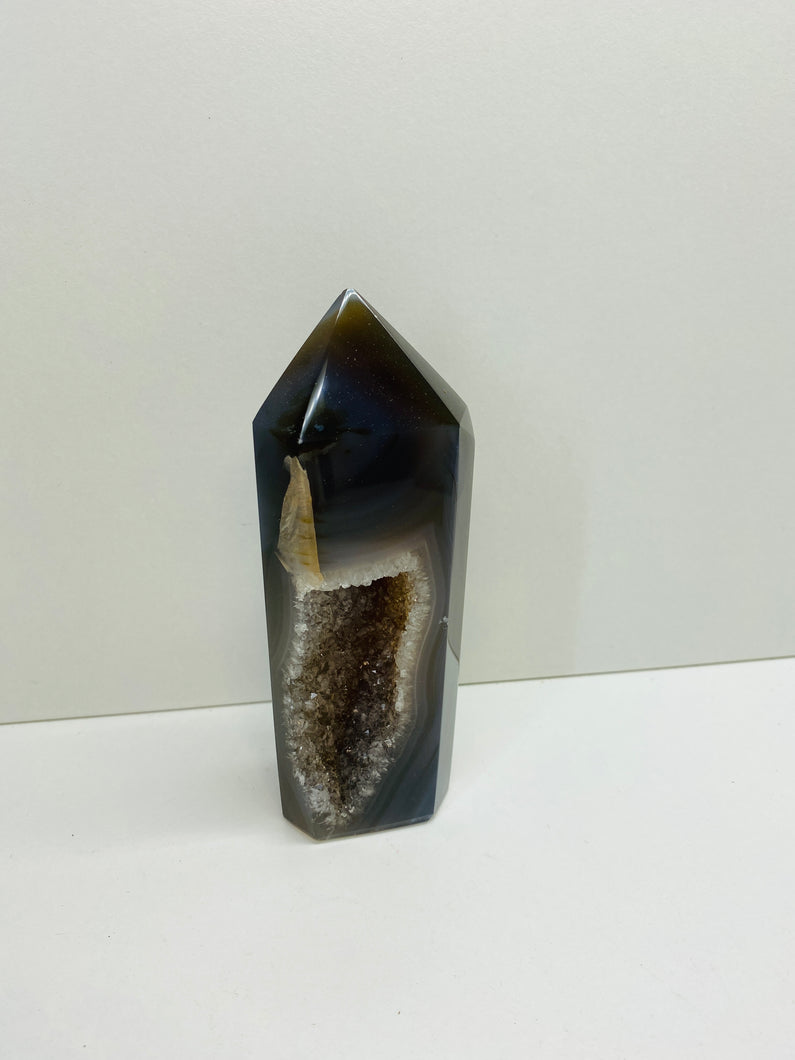 Natural Agate Druze tower - natural stone paper weight - home decor or unique office display