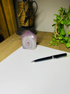 Natural Agate Druze tower - natural stone paper weight - home decor or unique office display