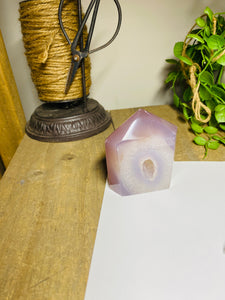 Natural Agate Druze tower - natural stone paper weight - home decor or unique office display