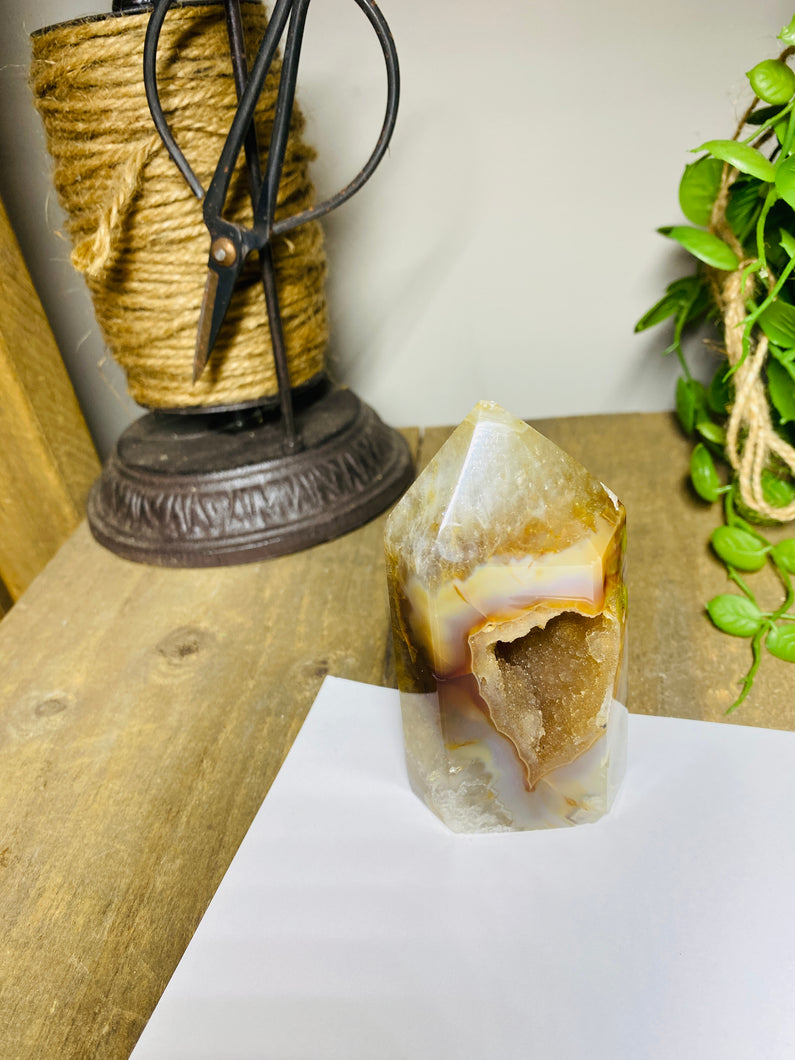 Natural Agate Druze tower - natural stone paper weight - home decor or unique office display