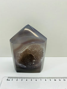 Natural Agate Druze tower - natural stone paper weight - home decor or unique office display