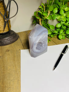 Natural Agate Druze tower - natural stone paper weight - home decor or unique office display