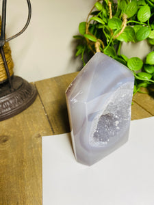 Natural Agate Druze tower - natural stone paper weight - home decor or unique office display