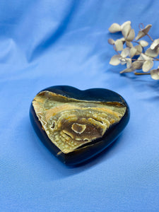 Natural Agate Geode heart with Quartz crystals inside