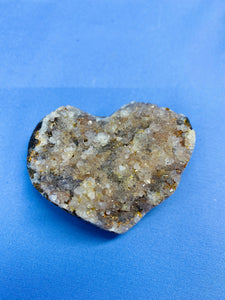 Natural Agate Geode heart with Quartz crystals inside